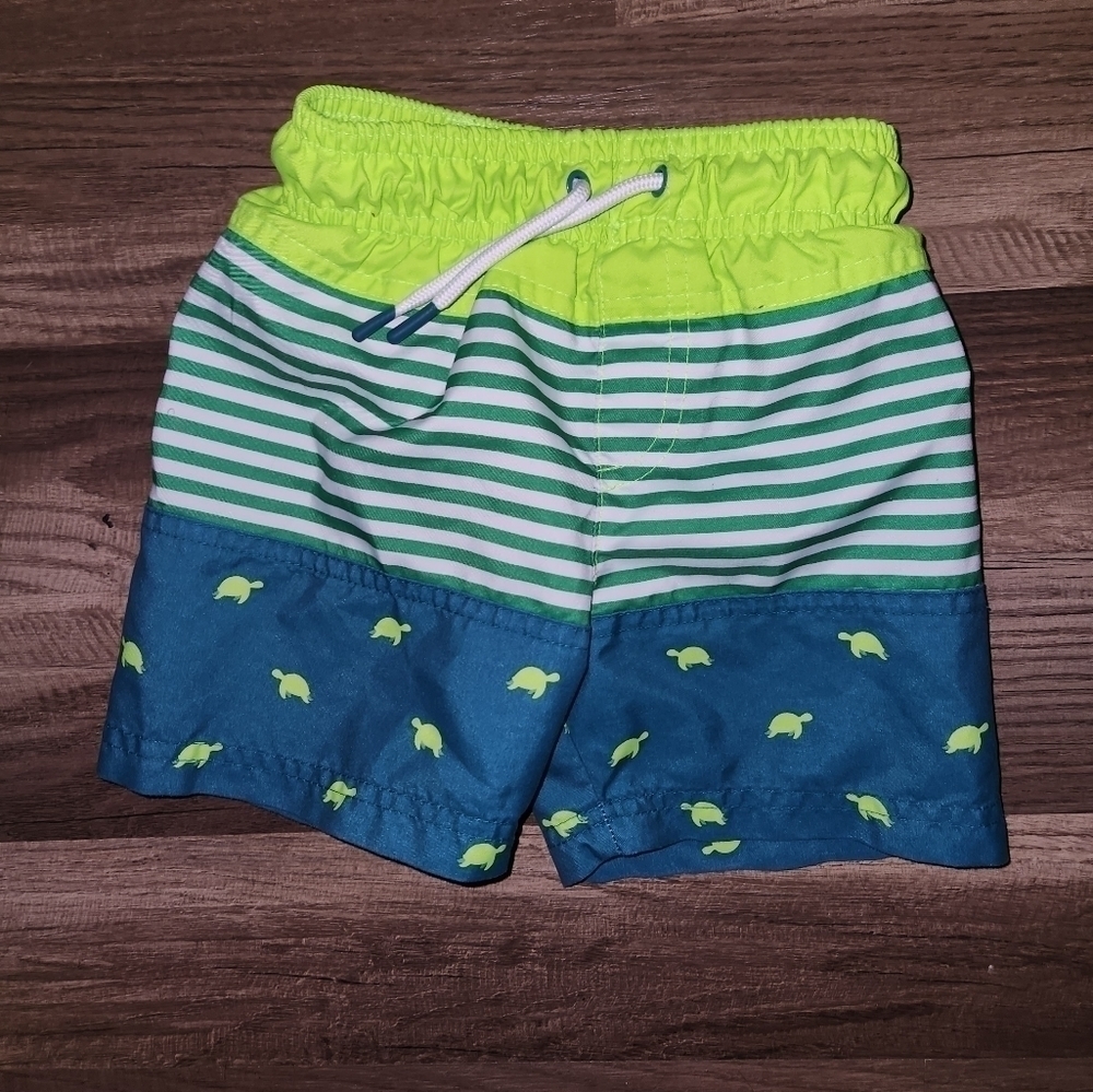 CAT & Jack Turtle  Swimtrunks Size 2T Green Striped